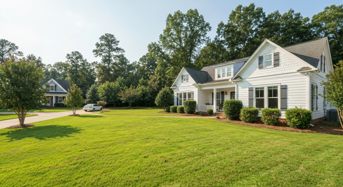 Reviewing a free written roofing estimate with a homeowner in Raleigh, NC