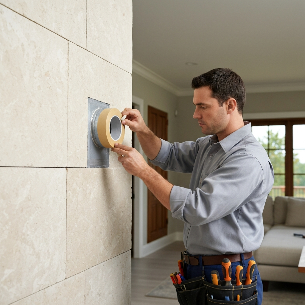 HVAC professional technician performing detailed system check
