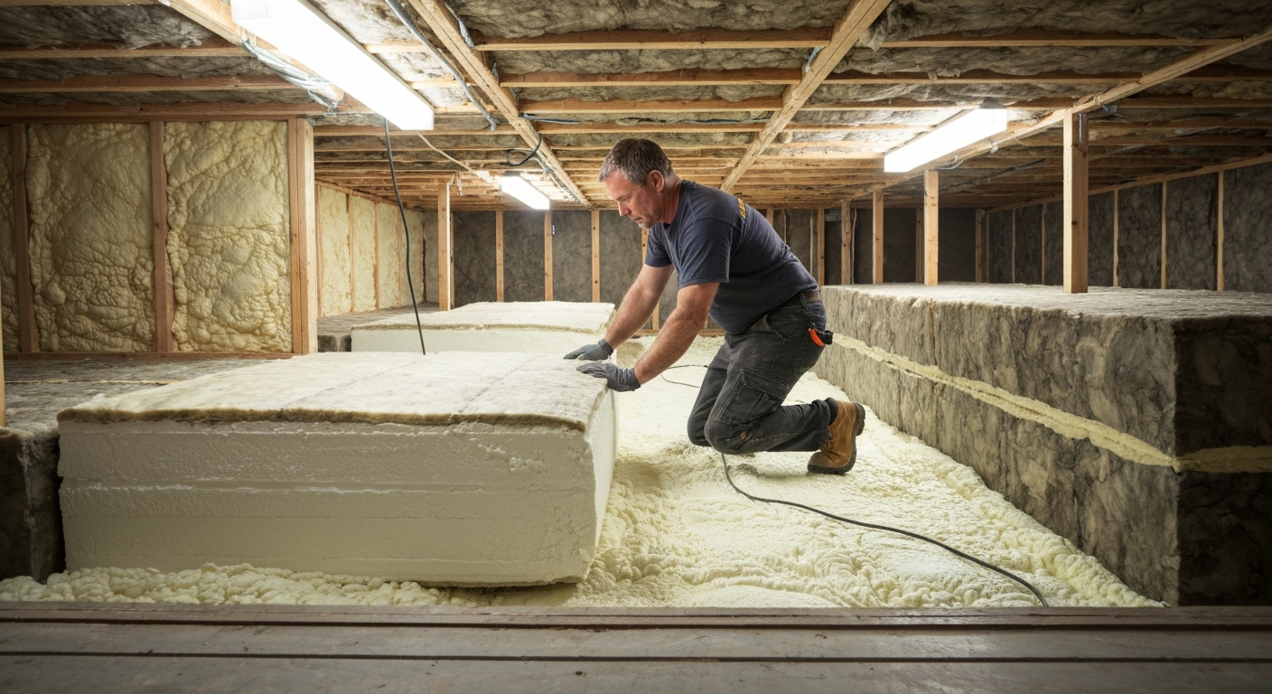 Crawl space encapsulation and vapor barrier