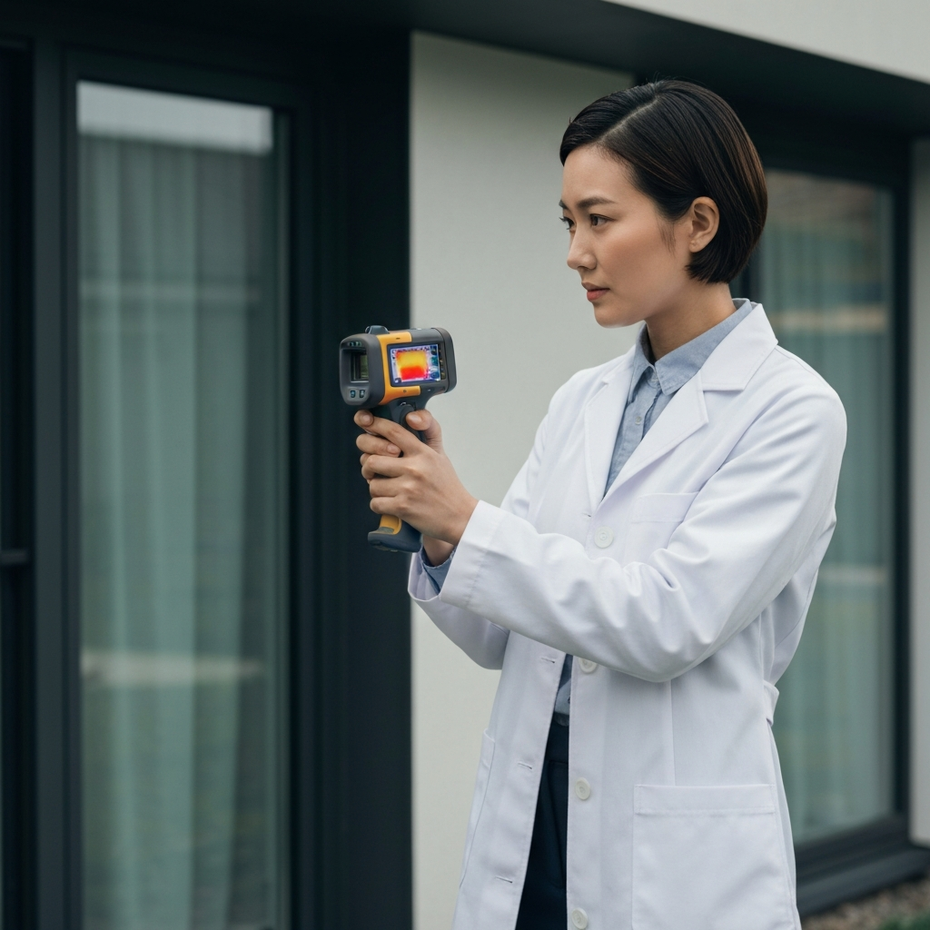 Professional HVAC inspection with thermal camera