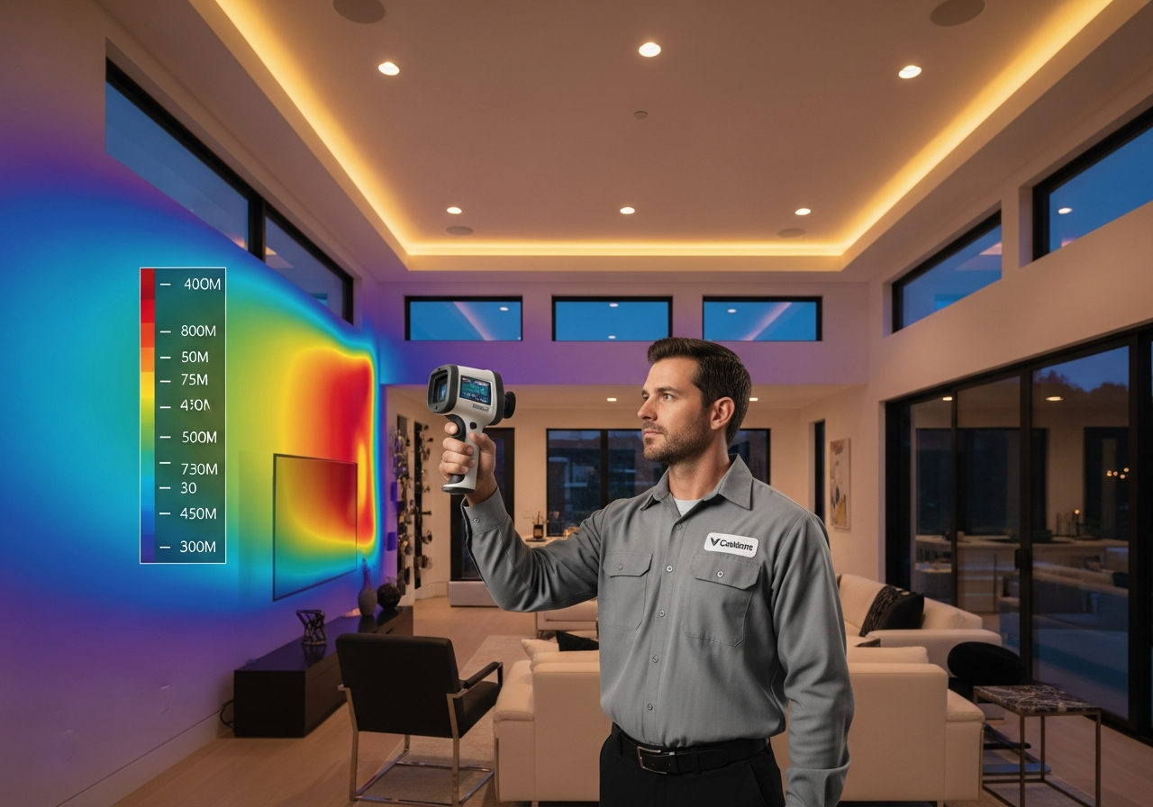 Thermographic energy audit revealing hidden heat loss in a Bay Area luxury home