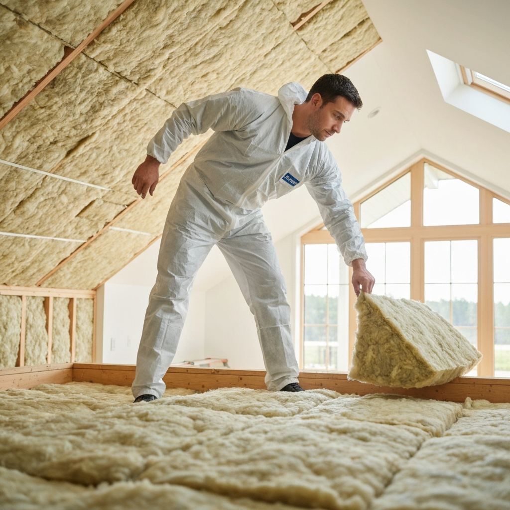 High-efficiency attic insulation installation