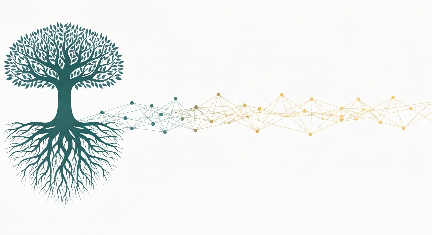 Interconnected roots symbolizing community