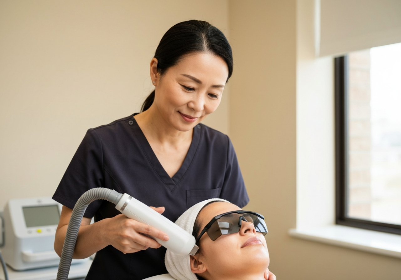 IPL laser device in use