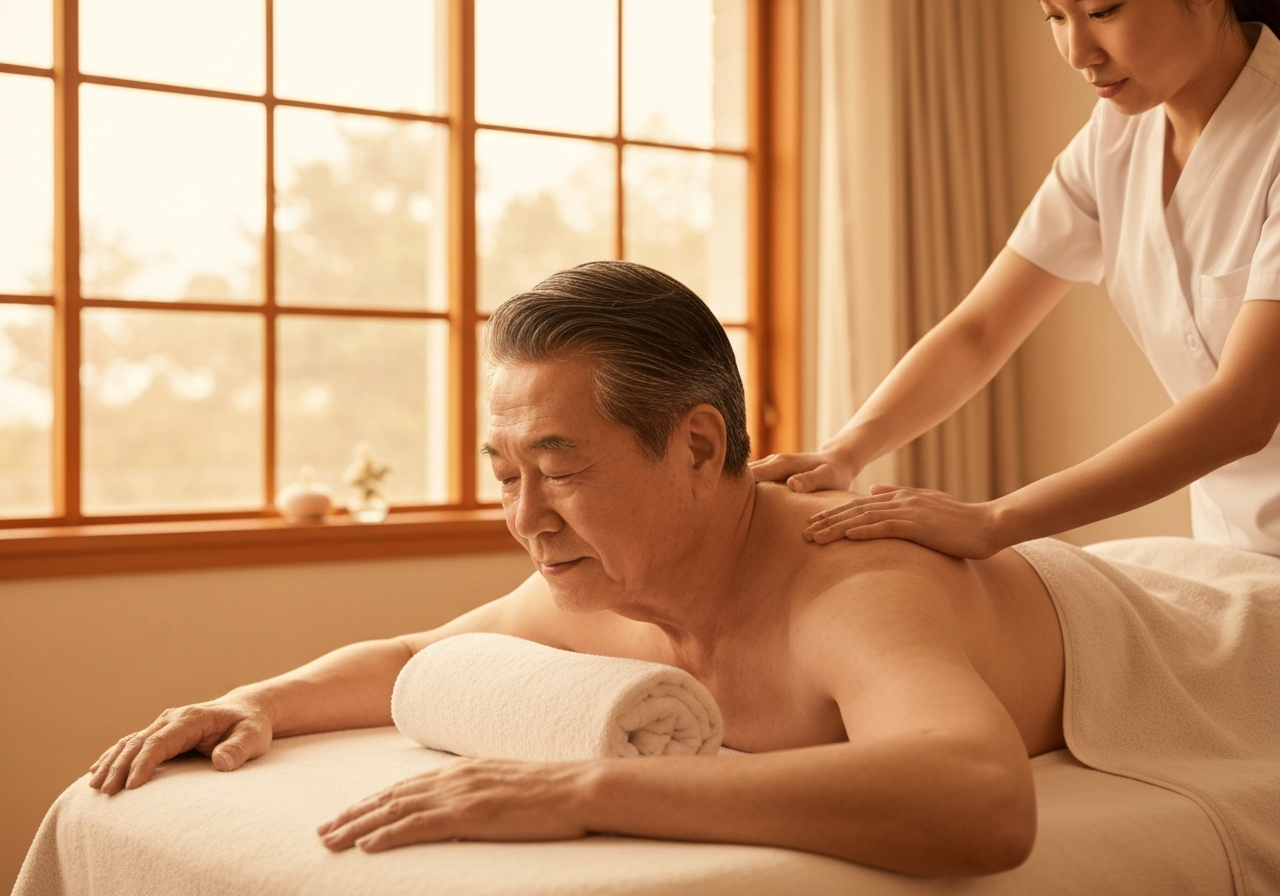 Senior wellness massage at Health and Healing Oasis Newport Beach — gentle therapeutic care for mobility and chronic ache relief.