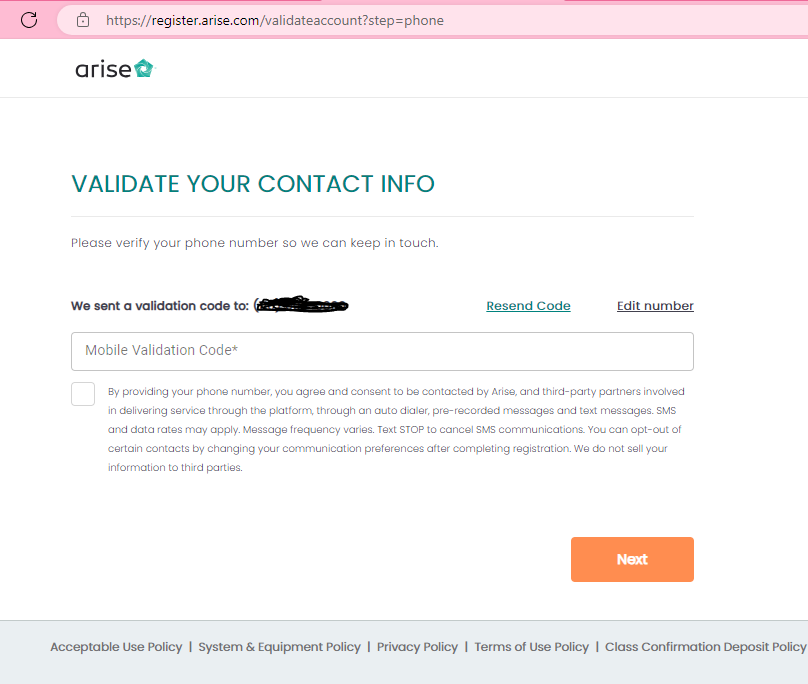 Step 9: Phone Number Validation Code