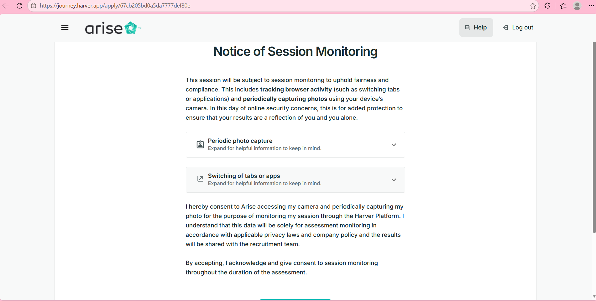Step 12: Notice of Session Monitoring