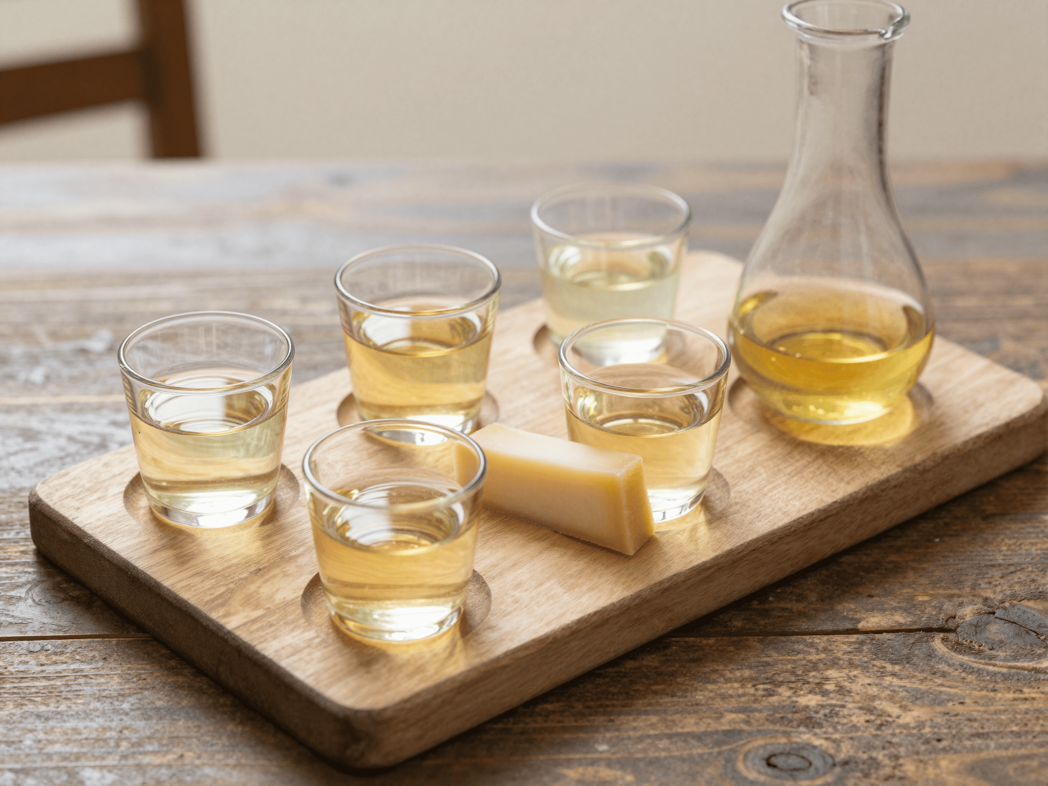 Degustación con vinagre y queso