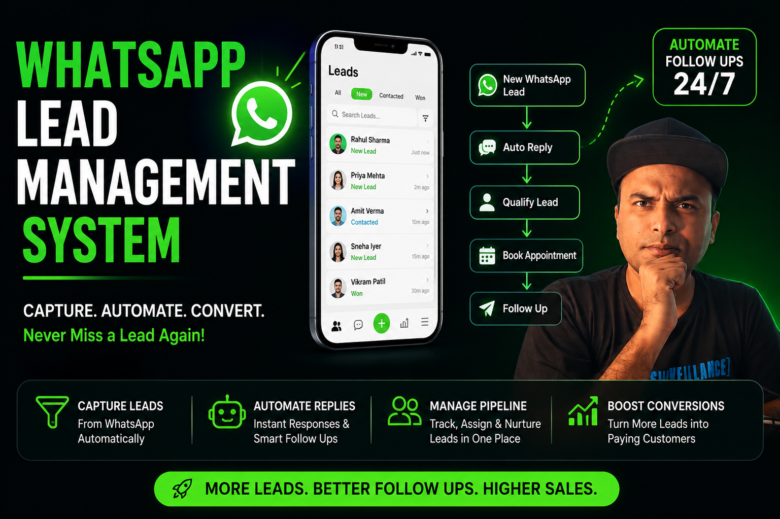 I will build a WhatsApp Lead Management System and Chatbot