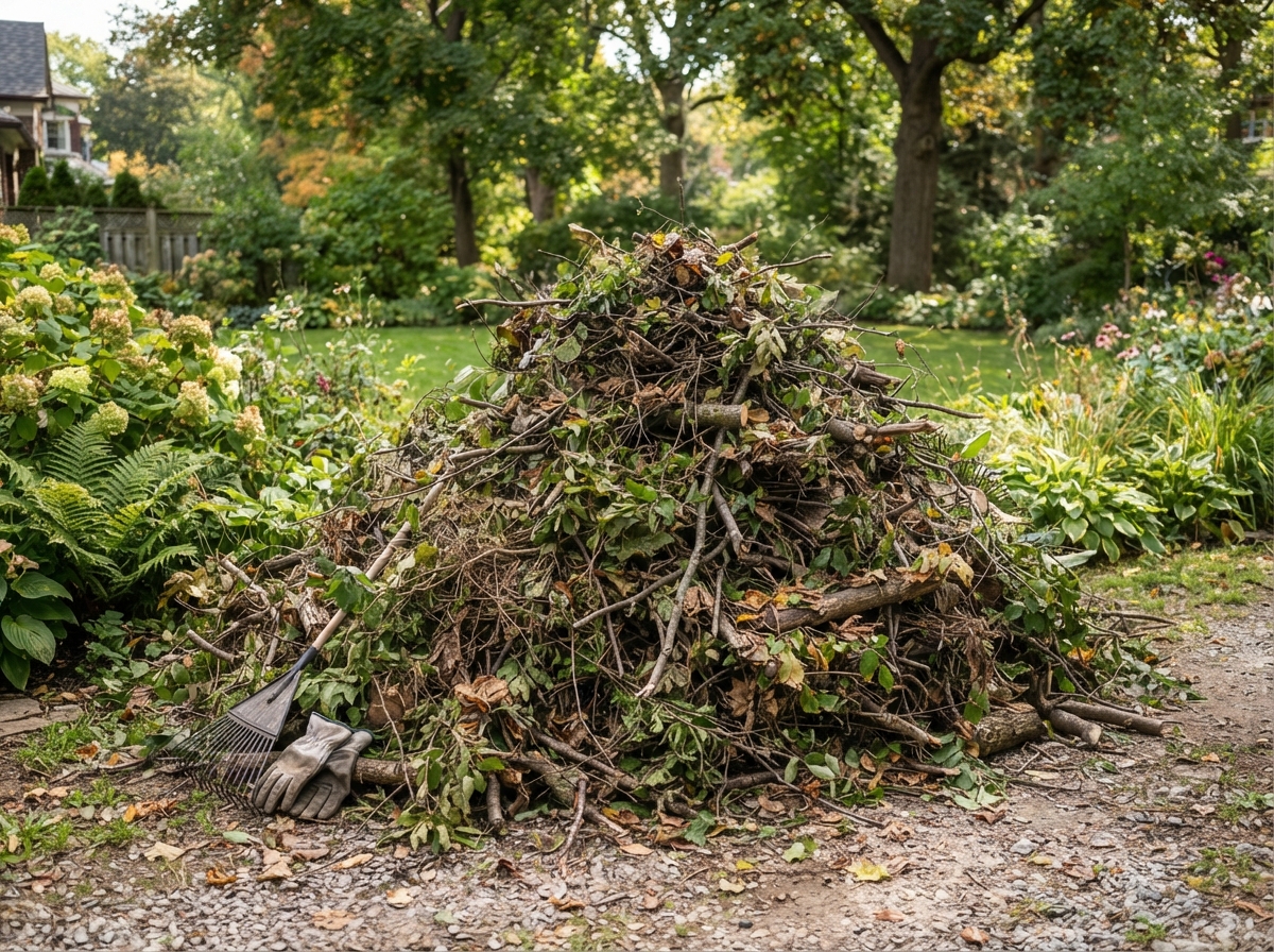 Yard waste branches and brush