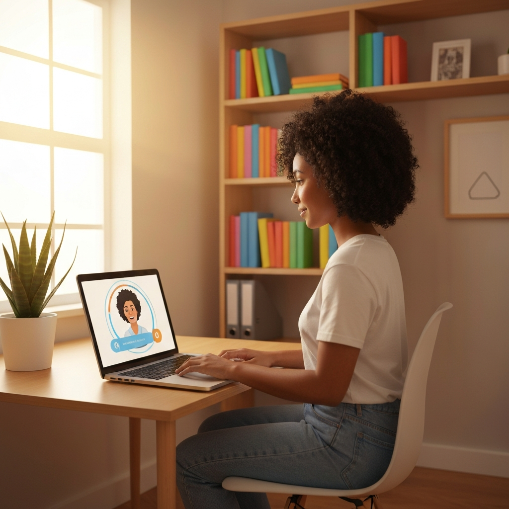 Patient participating in a private video healthcare appointment