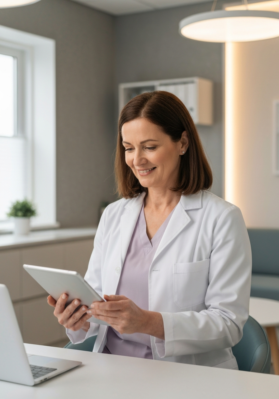 Healthcare provider reviewing patient information before a virtual visit