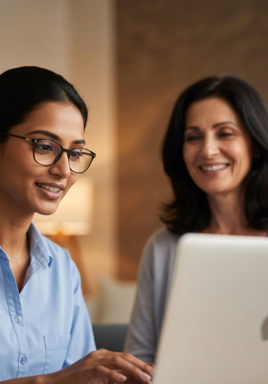 Healthcare provider speaking with a patient during a virtual appointment
