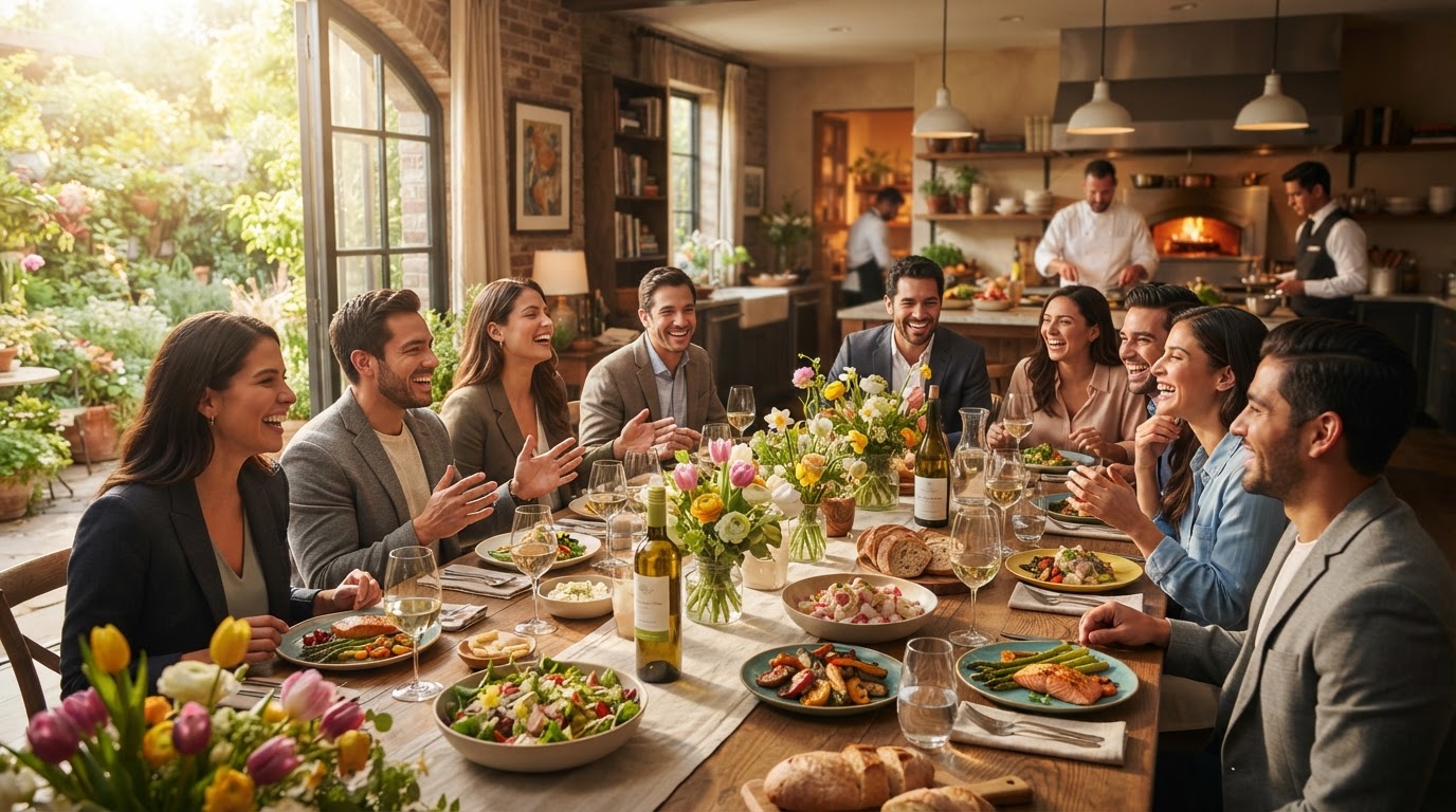 RESERVA — una sola mesa larga durante un almuerzo privado en Bogotá
