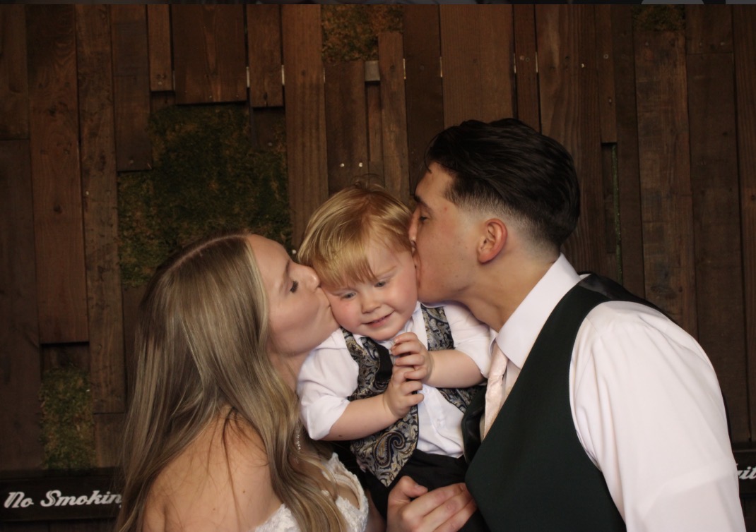 Bride and groom at luxury photo booth