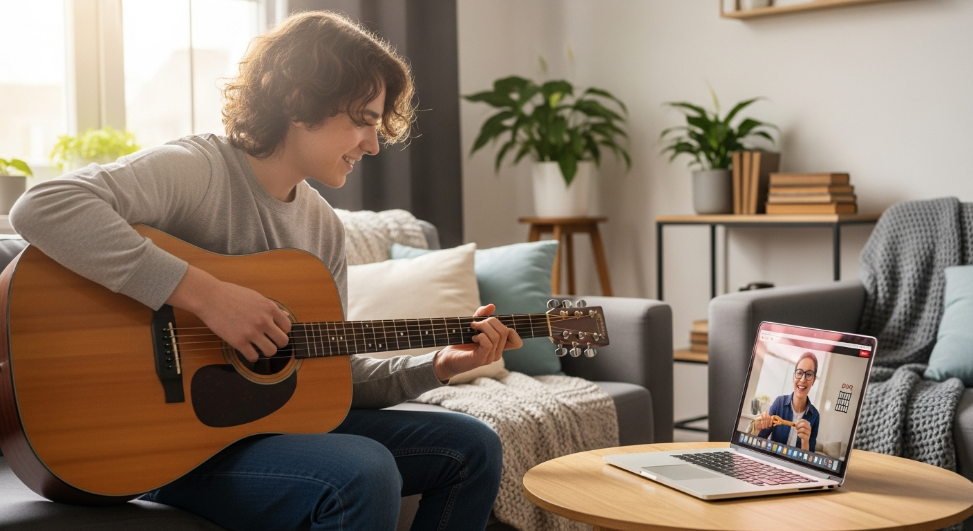 Live video music lesson in progress