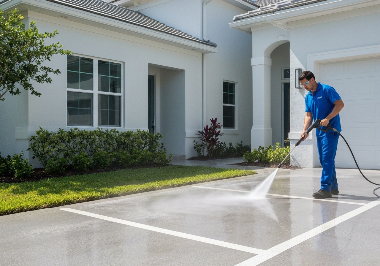 Professional driveway pressure washing in Orlando