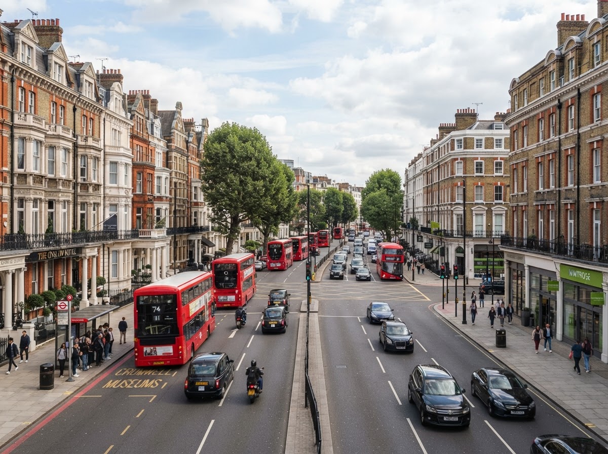 Cromwell Road (A4), South Kensington, London