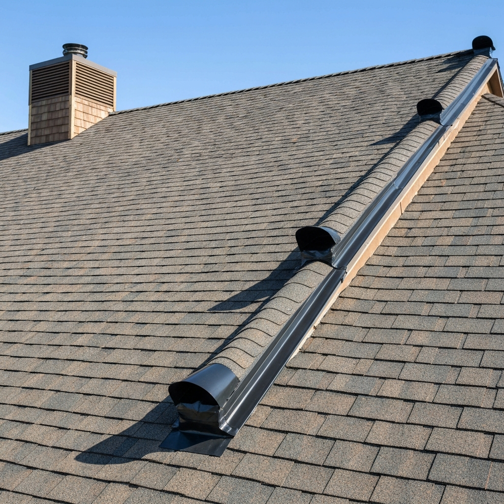 Diagram illustrating proper airflow from soffit vents up through a roof's ridge vent