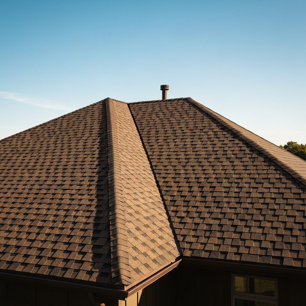 A beautiful custom home featuring a high-end luxury slate-style asphalt shingle roof
