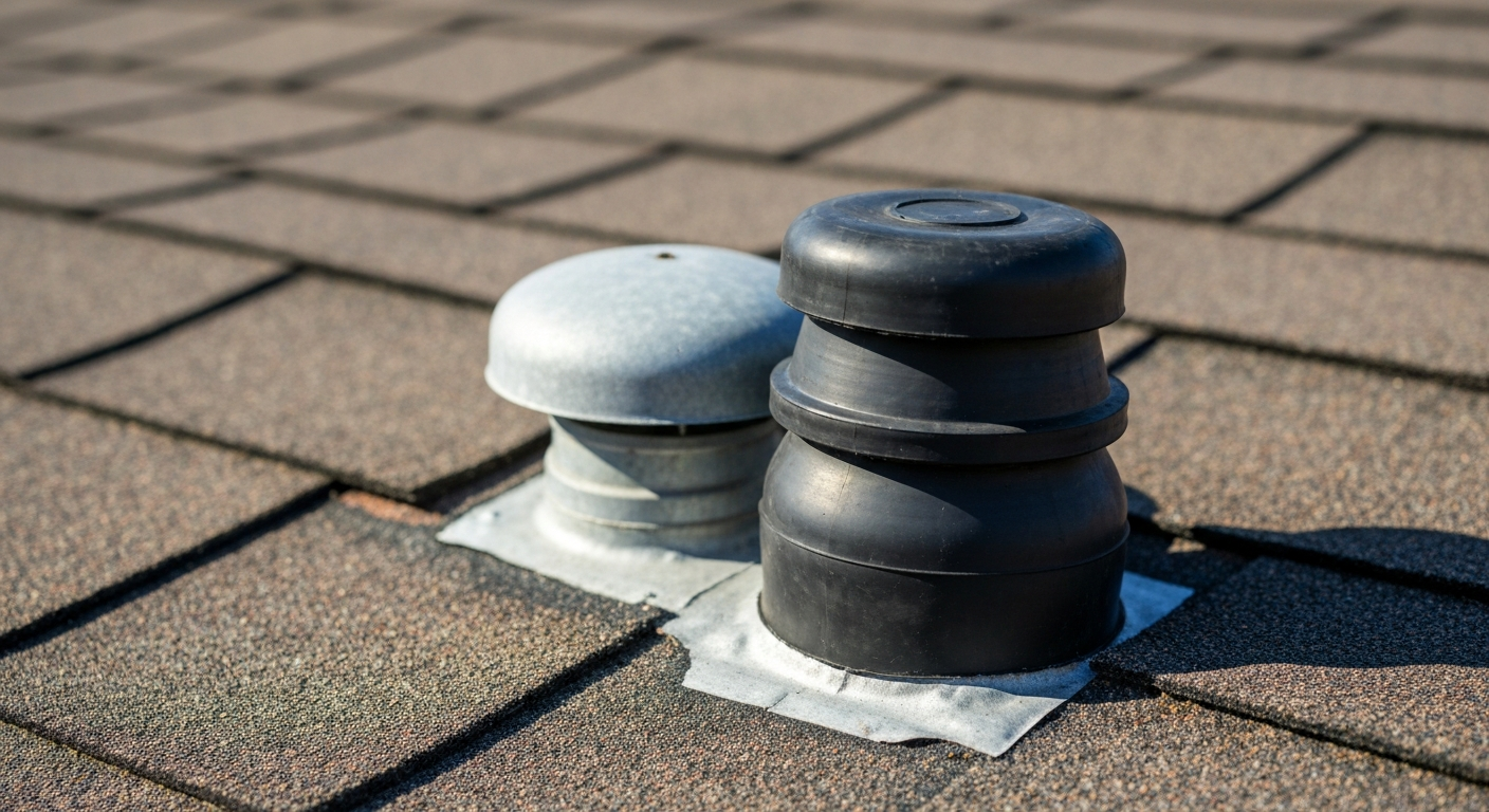 Roof inspection in Prattville showing Cracked Pipe Boots