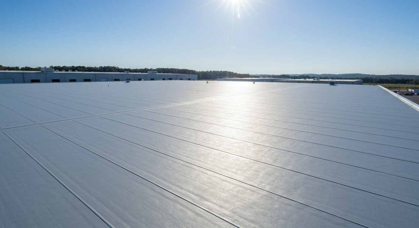 Large commercial flat roof installation