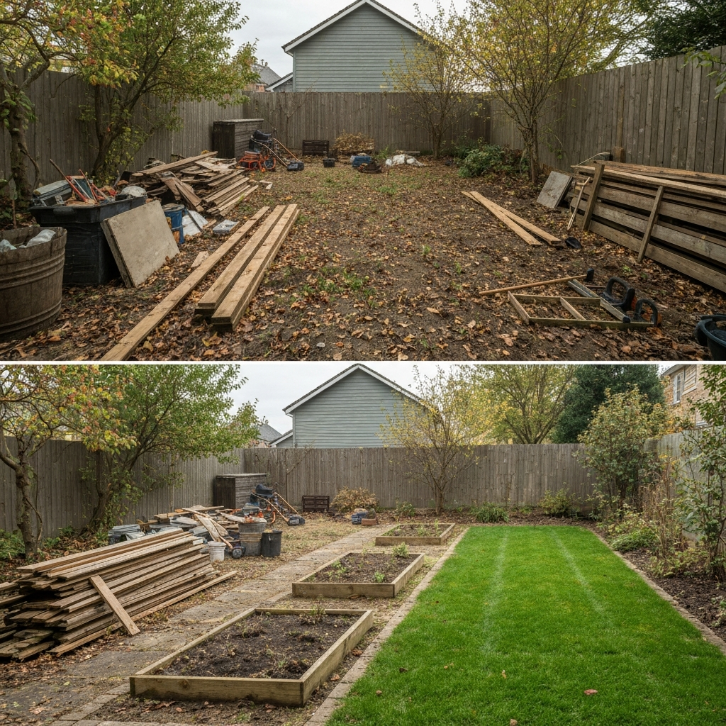 Before and After Yard Debris Removal