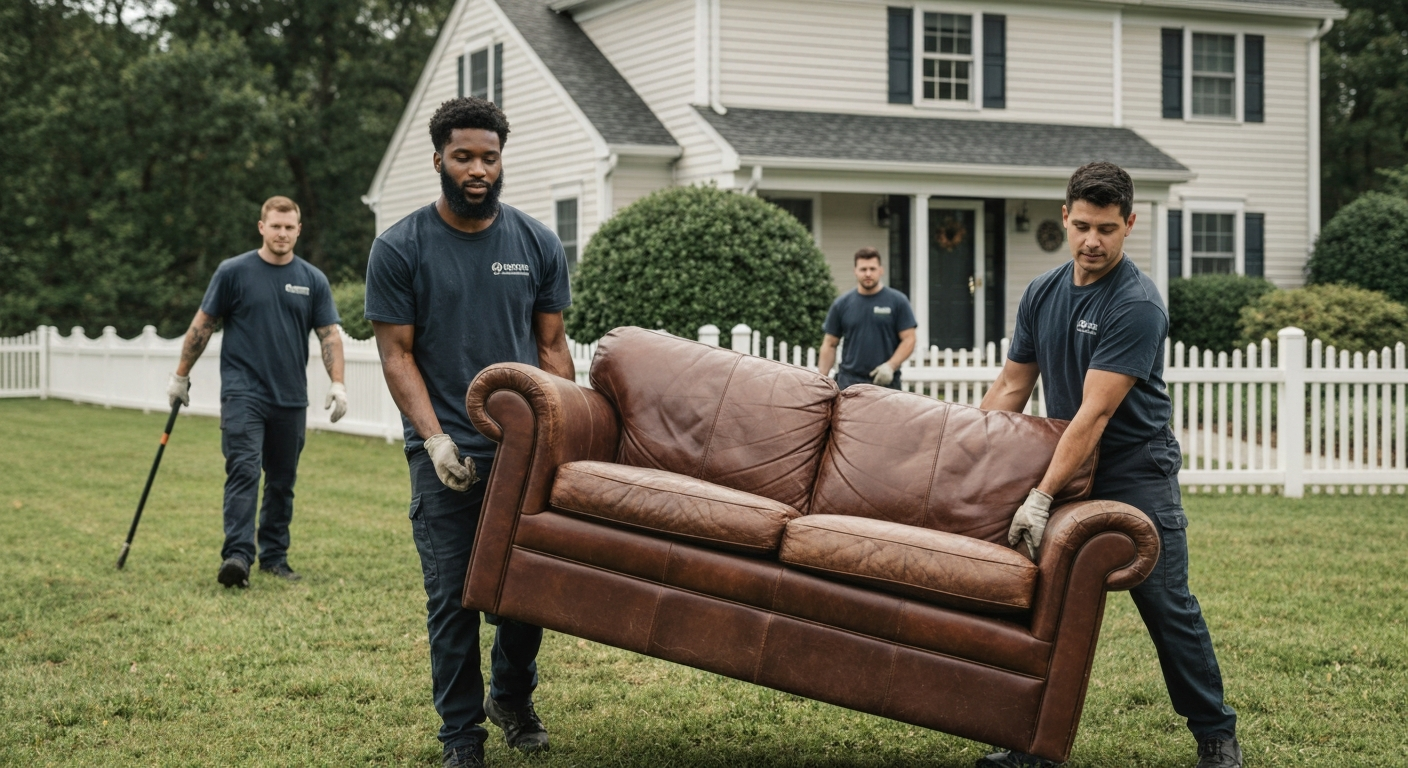 Junk removal team working