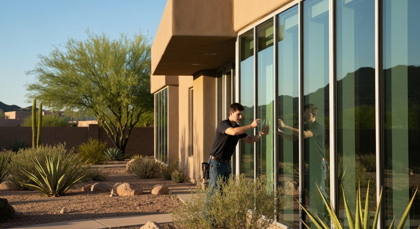 Close up of professional glass technician craftsmanship