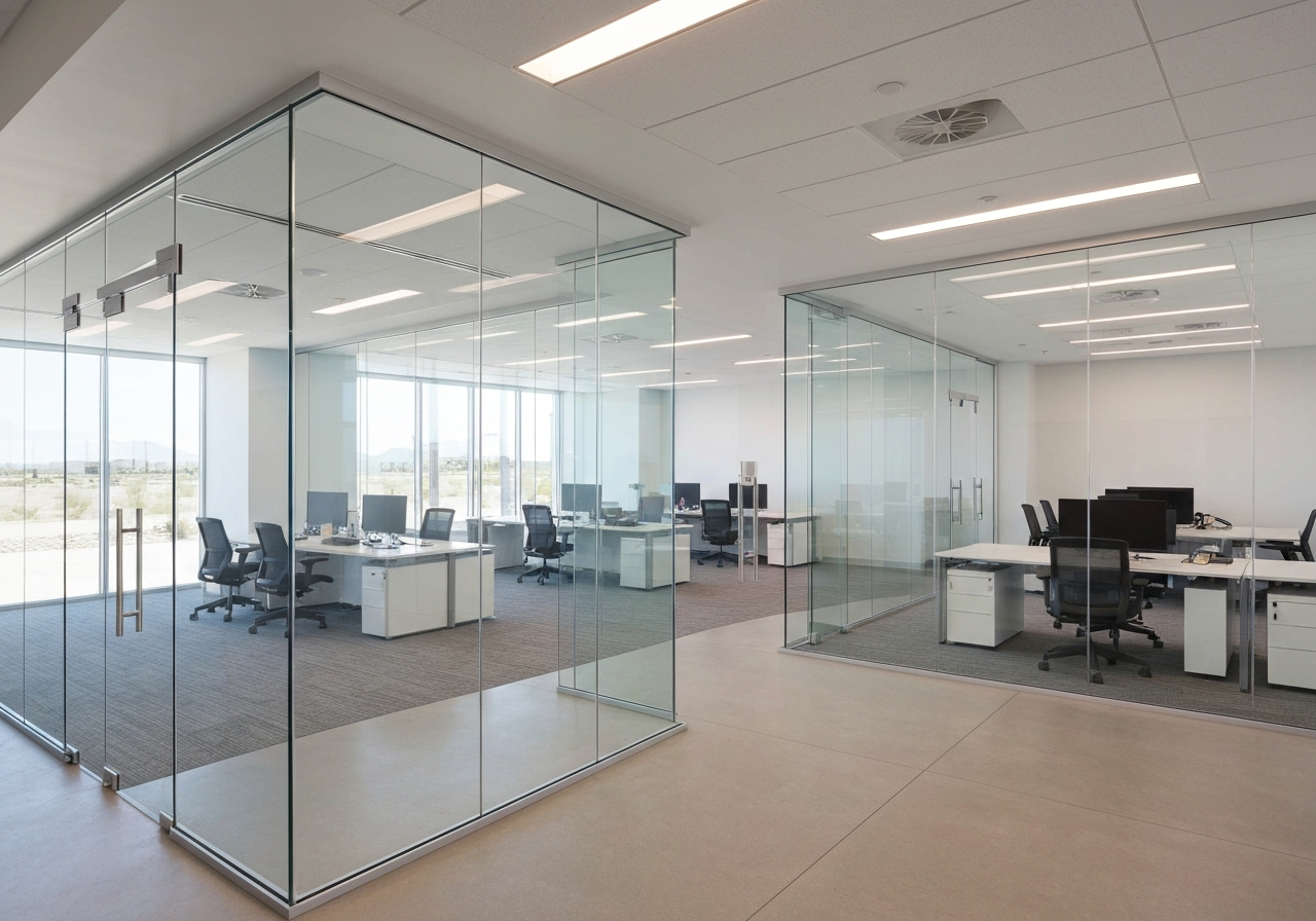 Modern Office Interior with Glass Partitions in Tucson