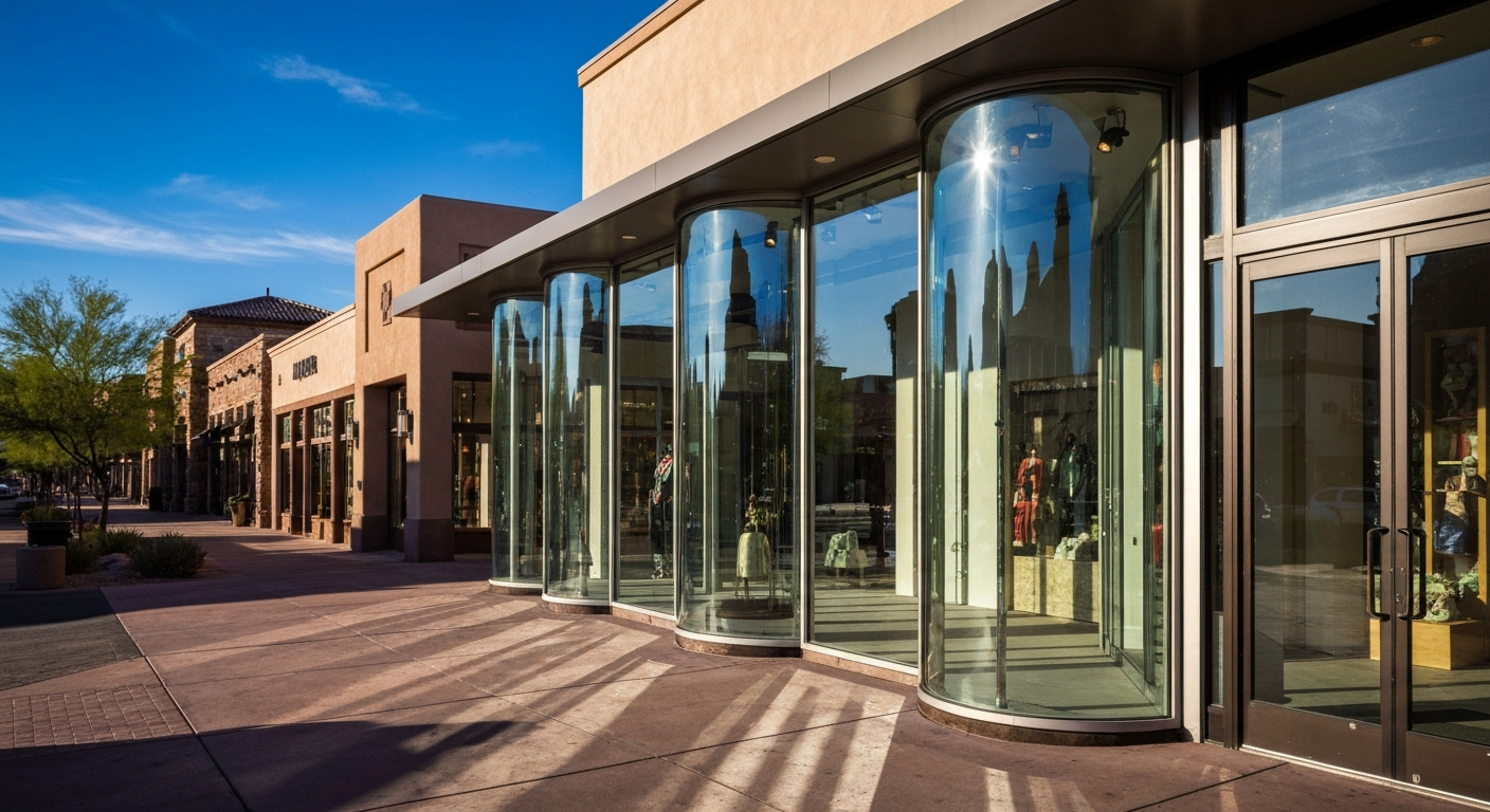 Happy Tucson customer with Andy's American Glass technician