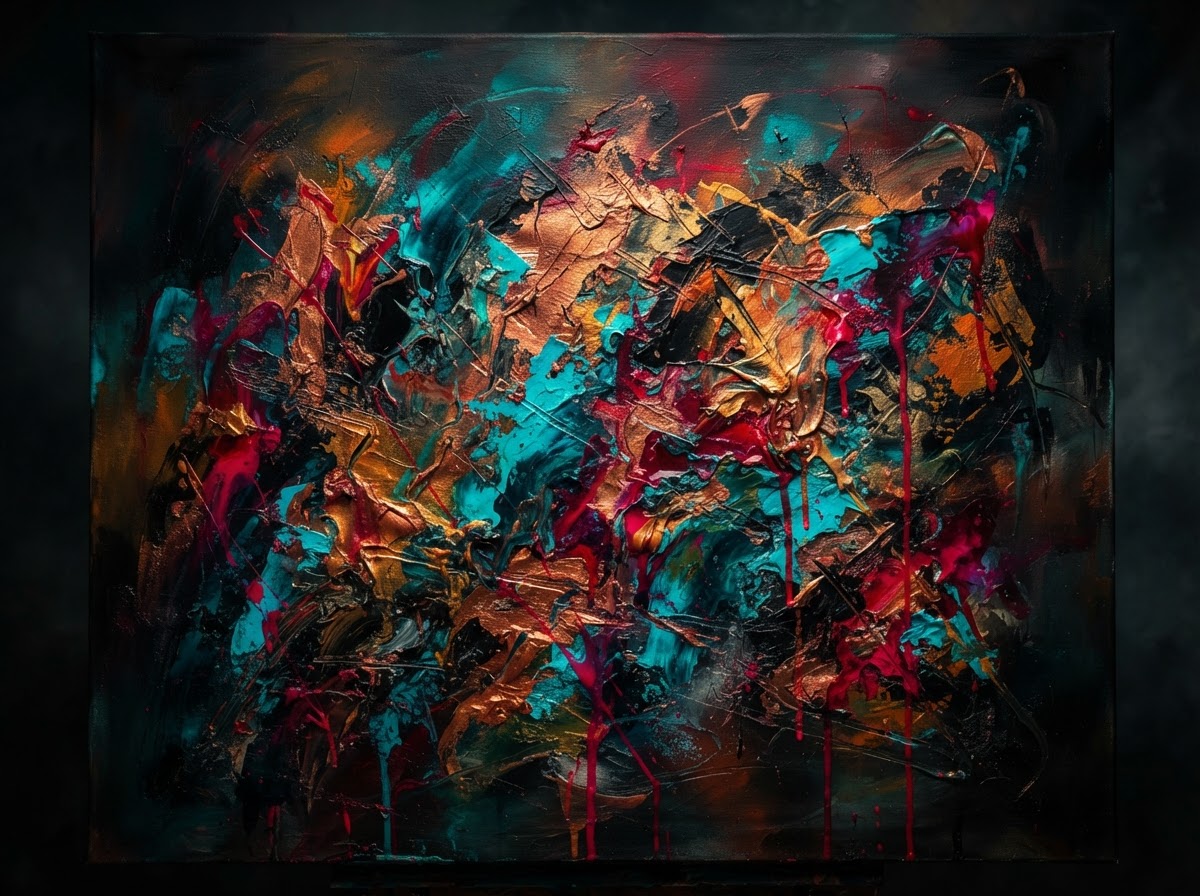 Bold colorful expressive art paint textures