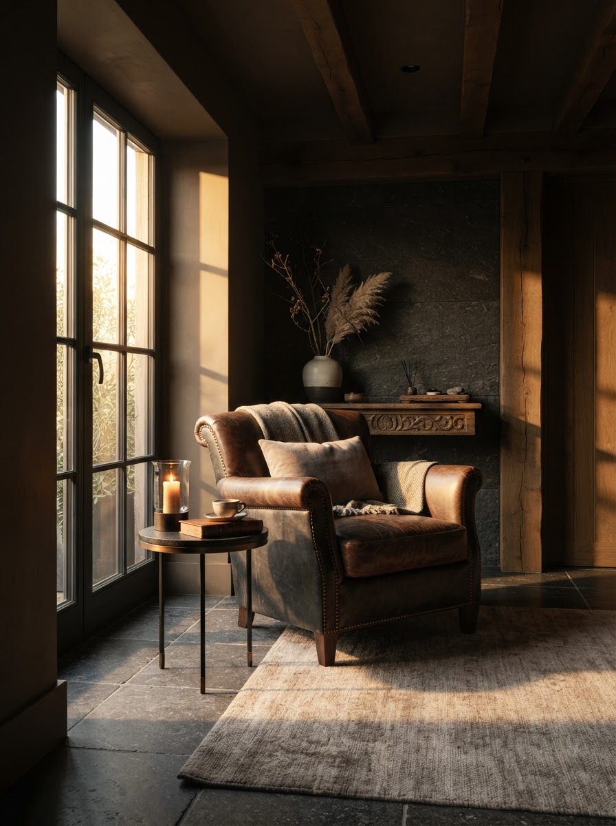 Serene sanctuary space with warm morning light