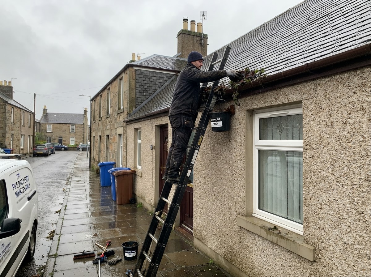 Gutter Maintenance – Kirkcaldy - Cleared and repaired gutters on a residential property to prevent water damage to the building fabric. in Fife by Alpha Roofing & Building