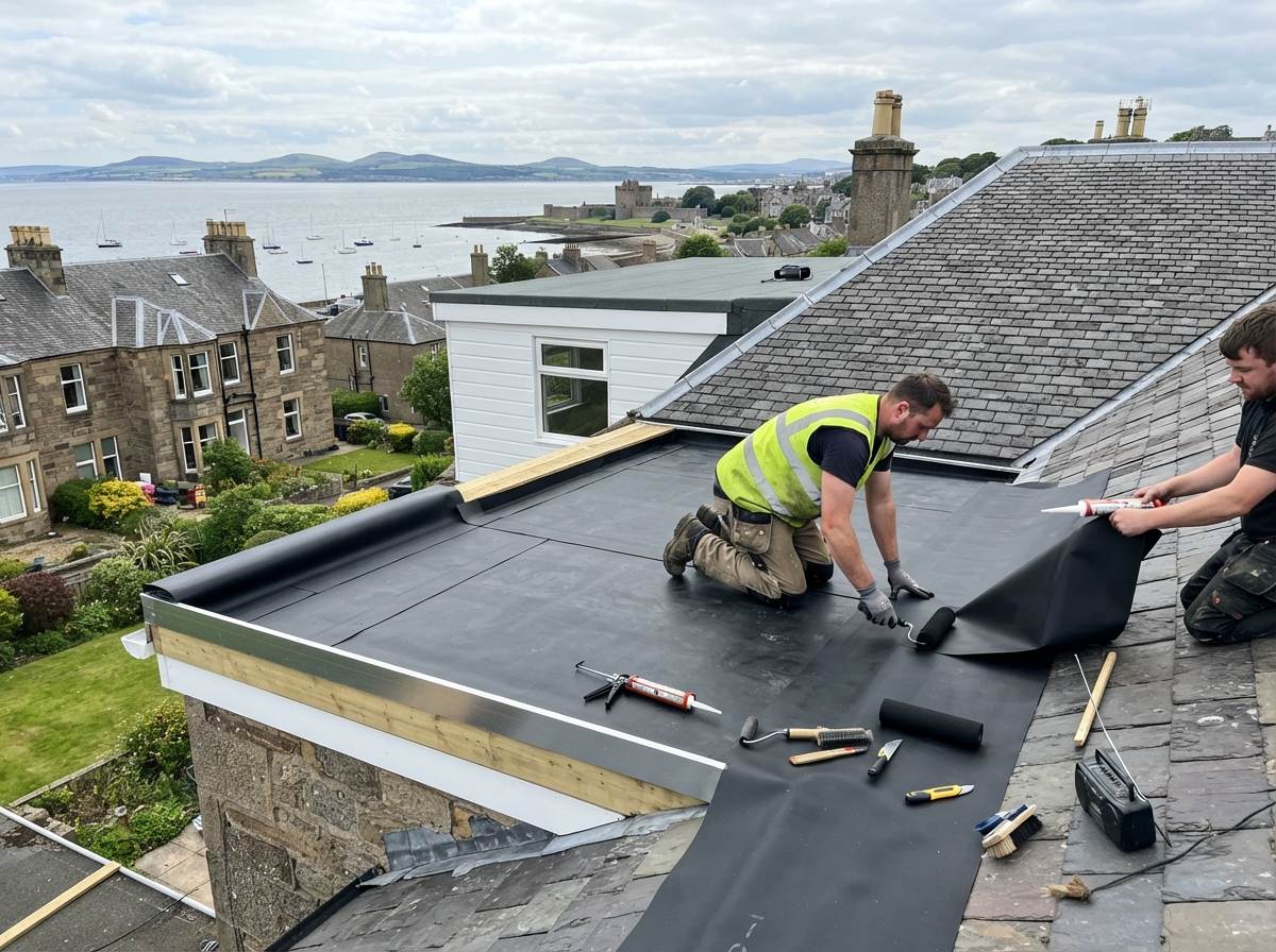 Flat Roof Installation – Broughty Ferry - Installed a durable EPDM flat roof on a coastal property extension. in Dundee by Alpha Roofing & Building