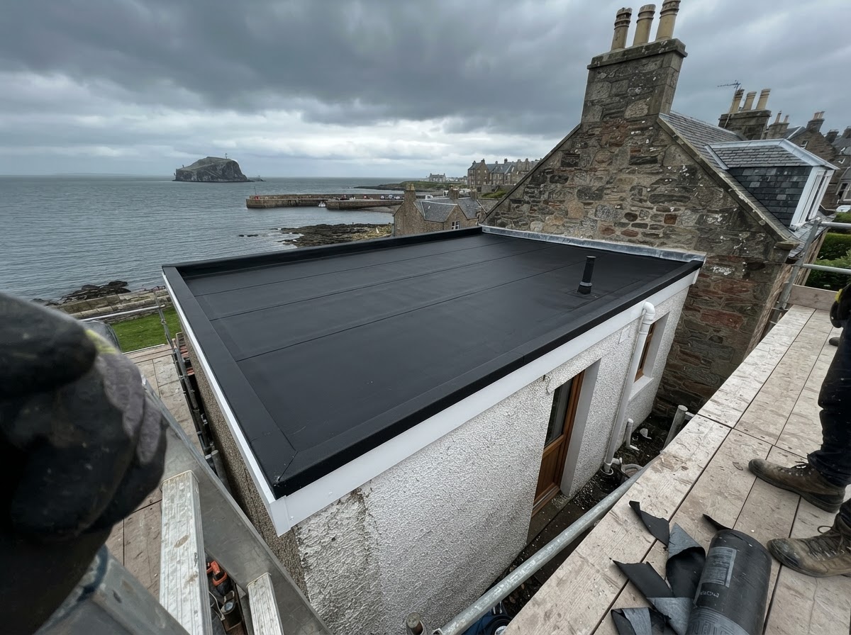 Flat Roof Installation – North Berwick - Installed a high-performance flat roof on a seaside property, using durable materials to withstand coastal exposure. in East Lothian by Alpha Roofing & Building
