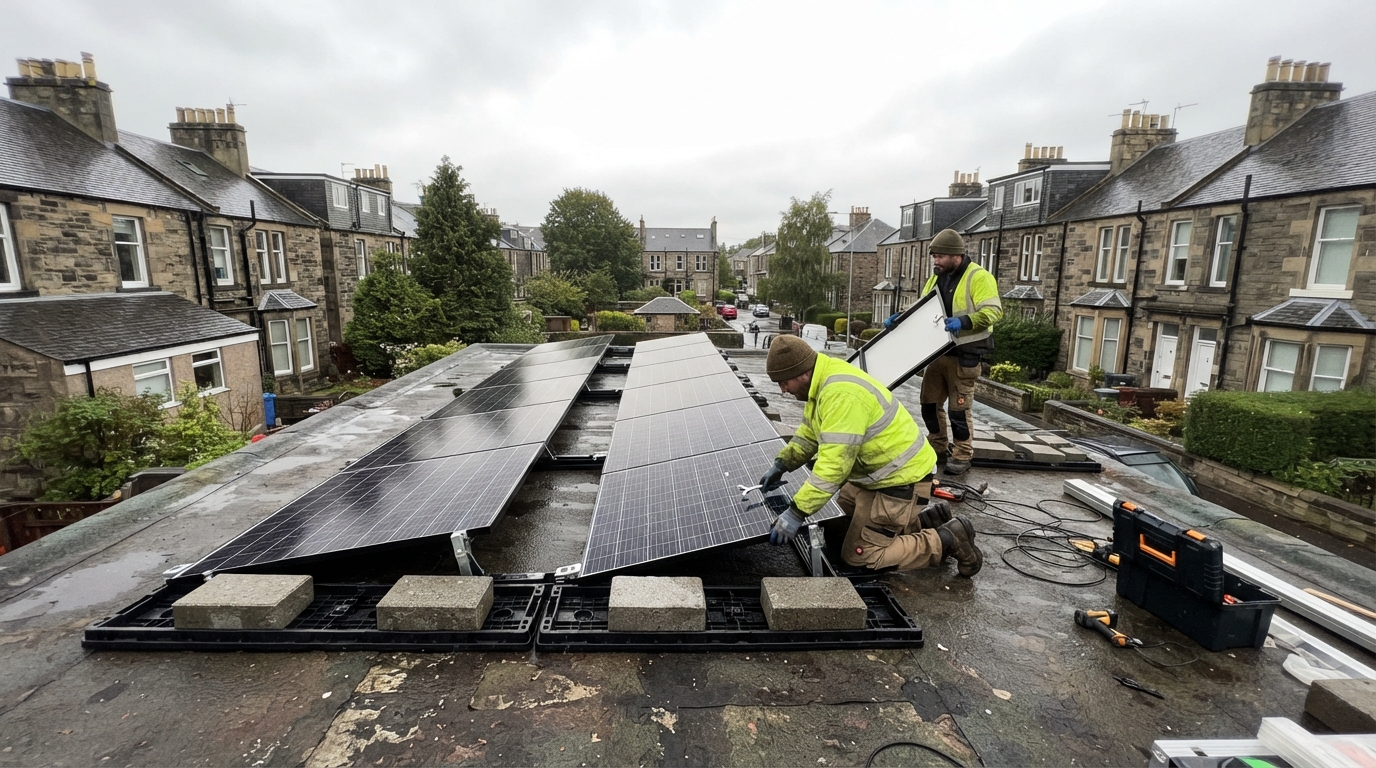Solar Panel Installation completed project 3 in Edinburgh by Alpha Roofing & Building