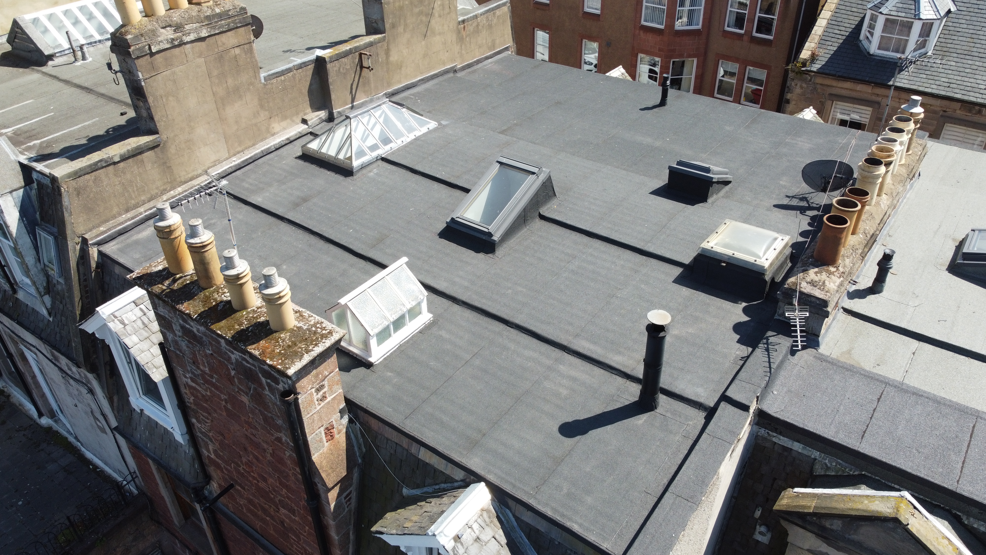 Flat roof aerial view
