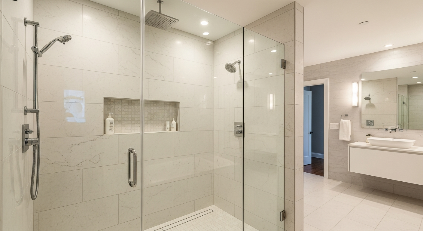Luxury custom tile walk-in shower in Wilson NC