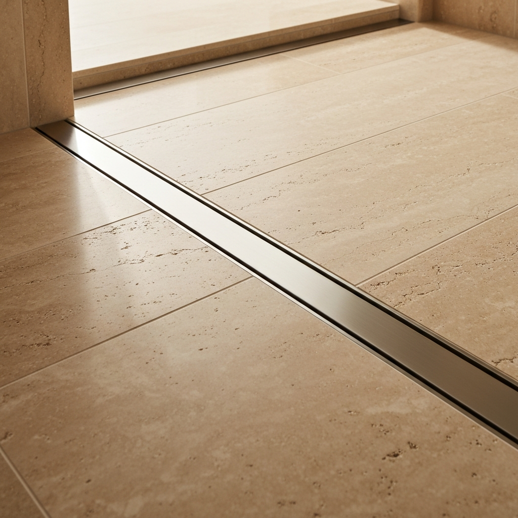 Luxury bathroom floor tiling with natural stone