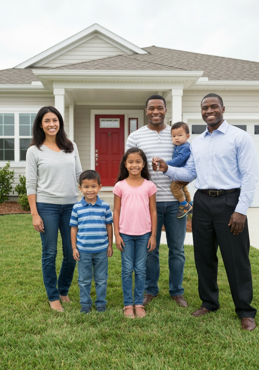 Family buying a home