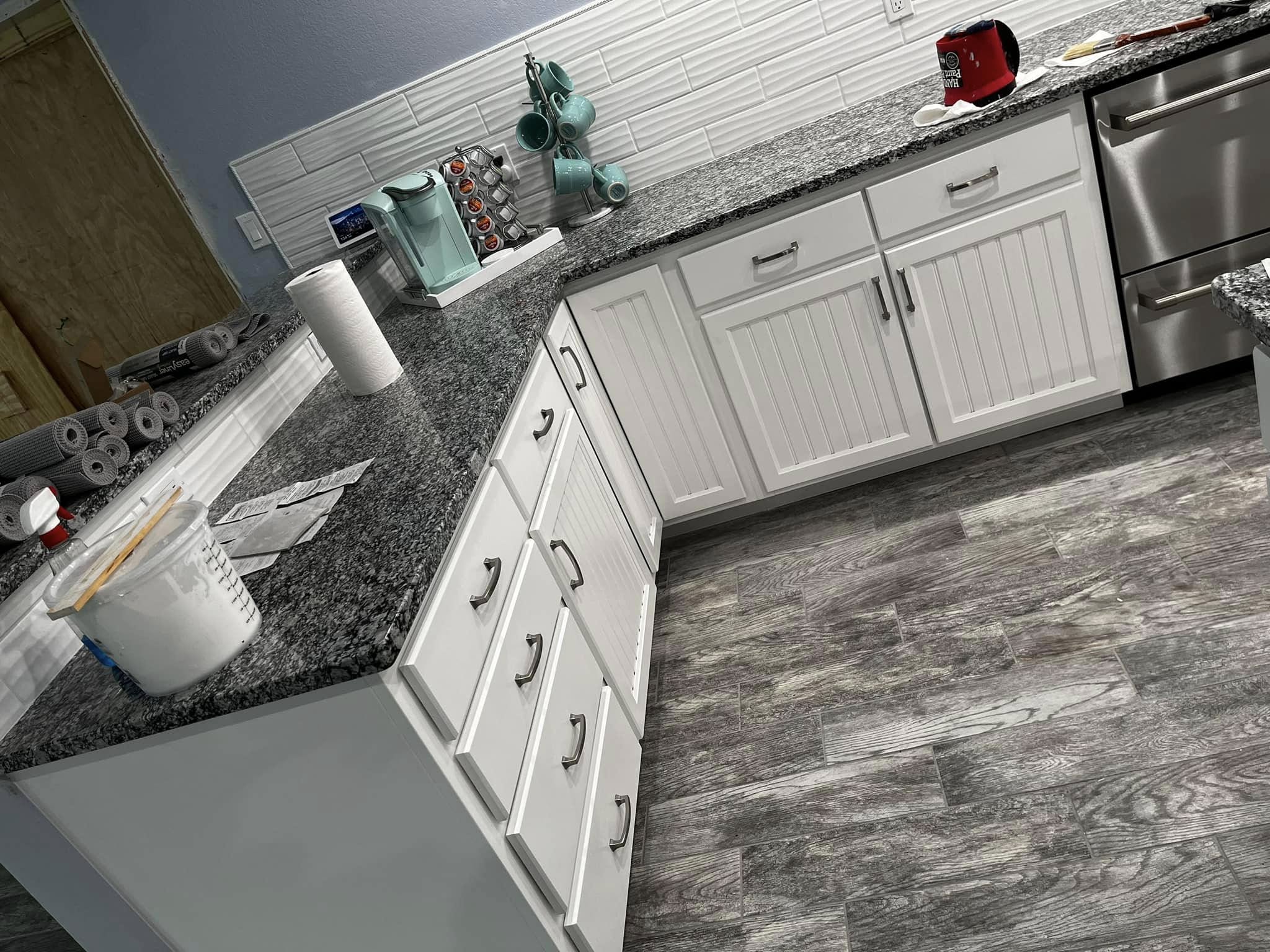 White Beadboard Cabinets