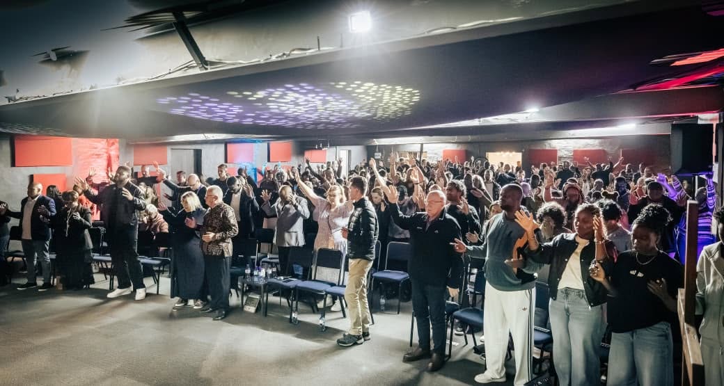 Church congregation worshipping