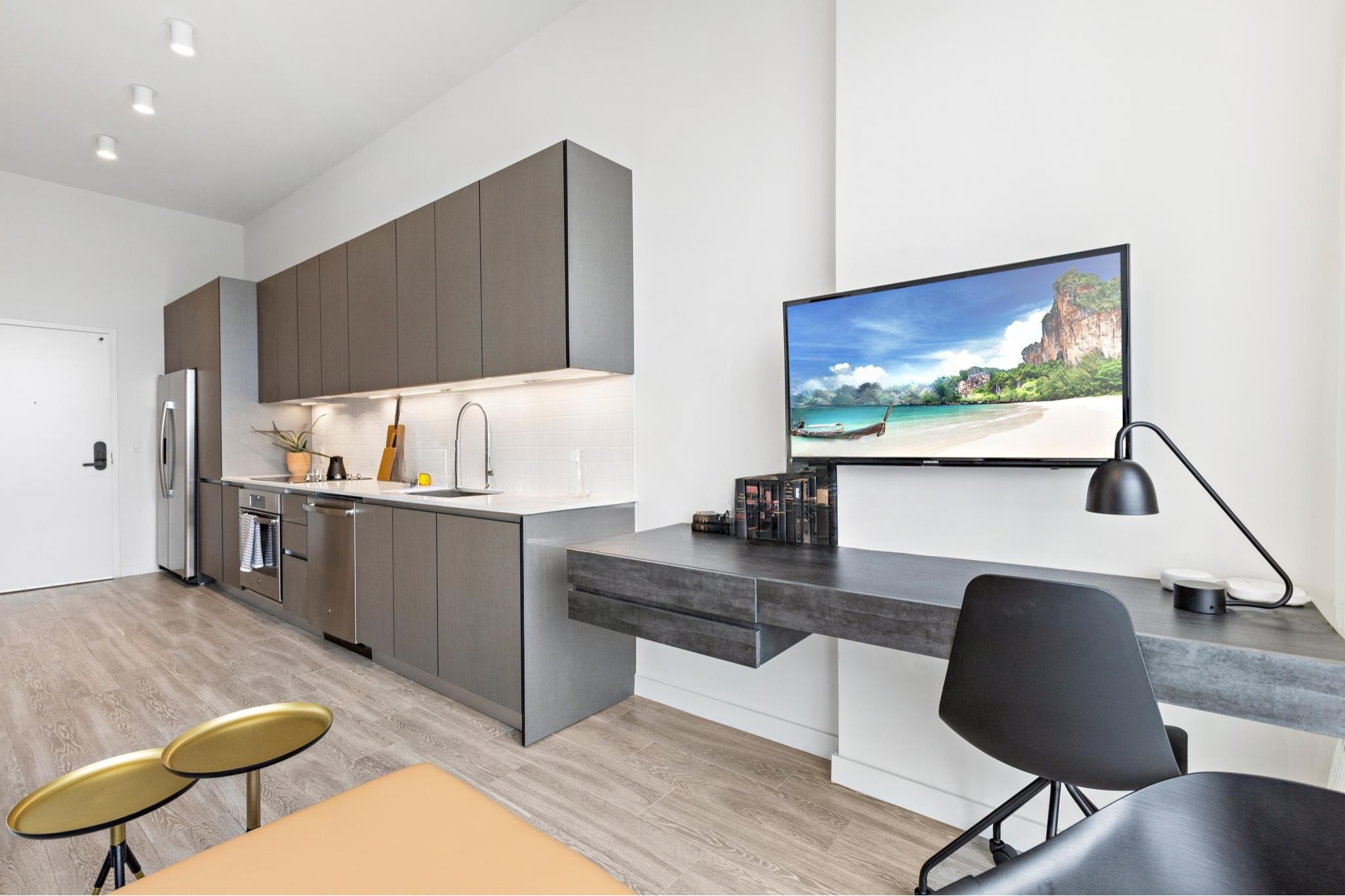 Studio workspace and living area