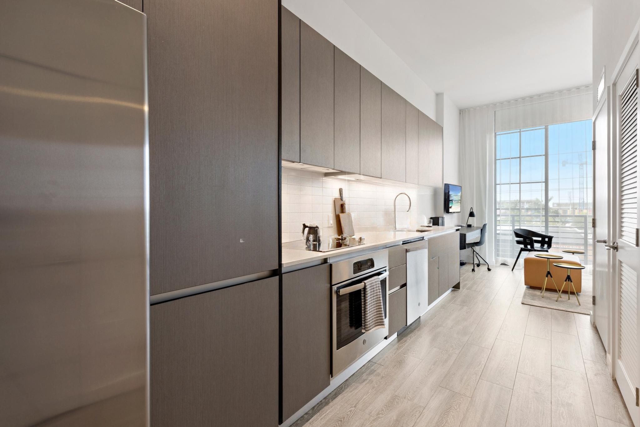 Modern kitchen with stainless steel appliances