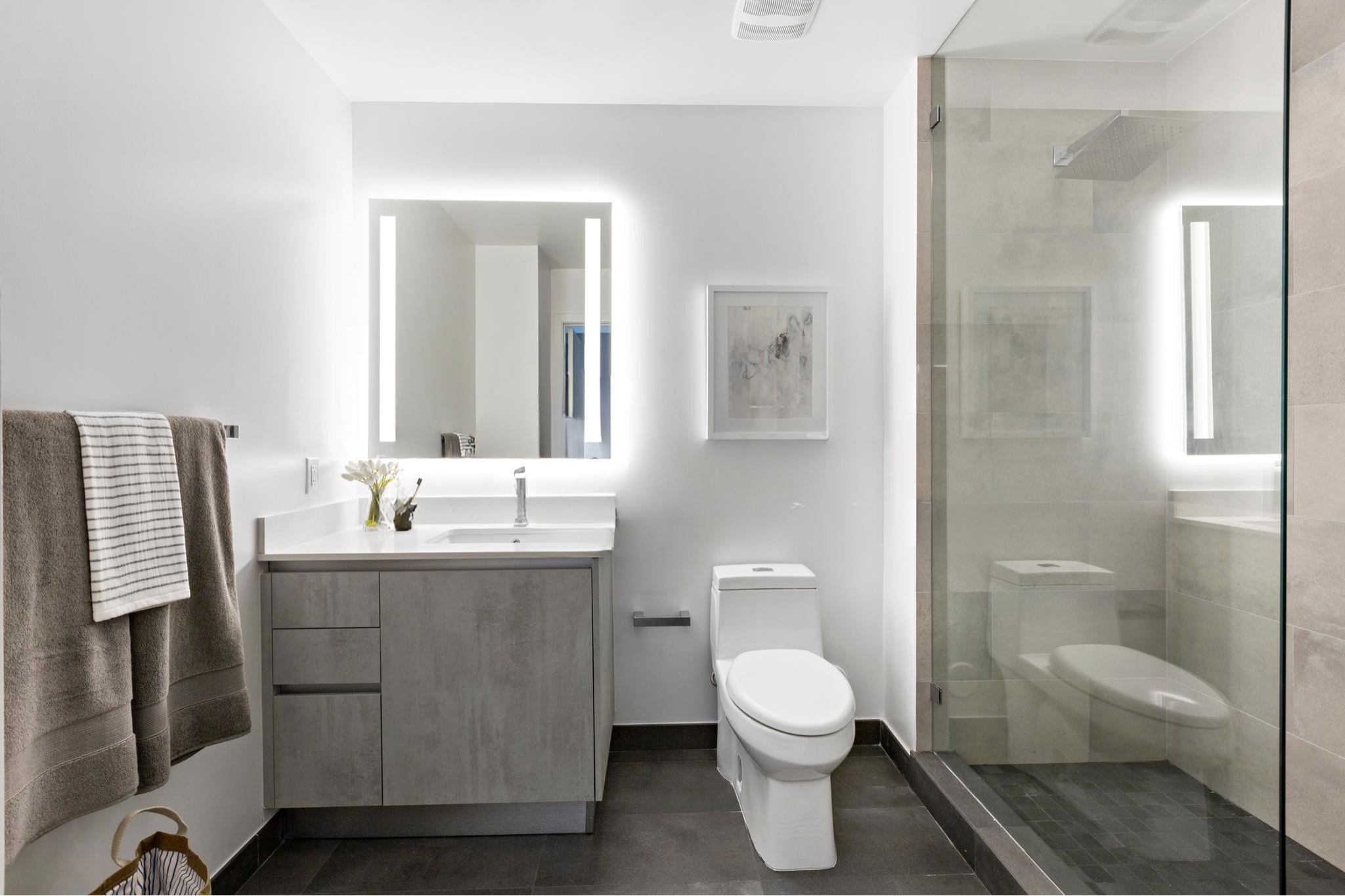 Modern bathroom with glass shower