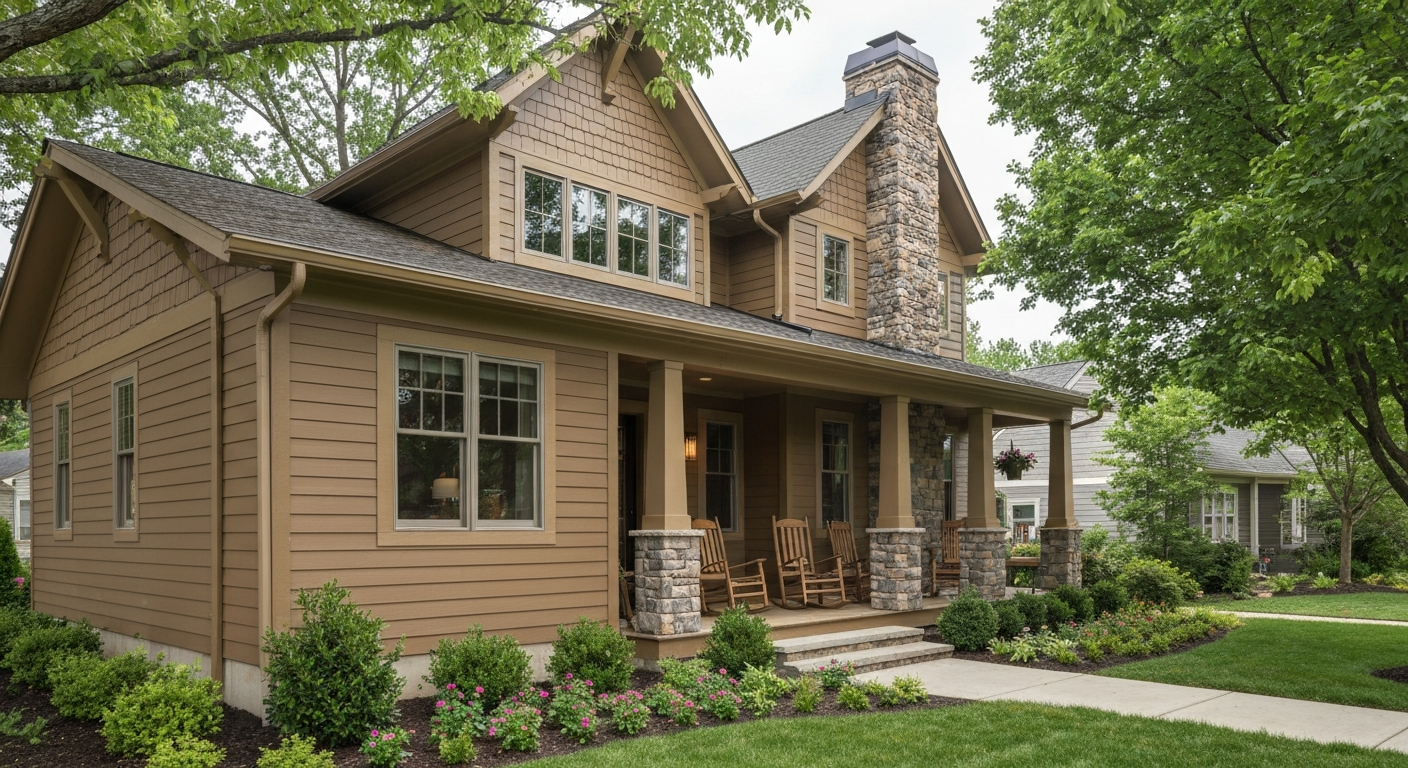 Craftsman exterior stone veneer