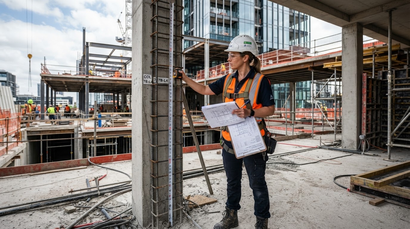 Engenheiro realizando vistoria técnica em obra para elaboração de laudo pericial construtivo em Brasília