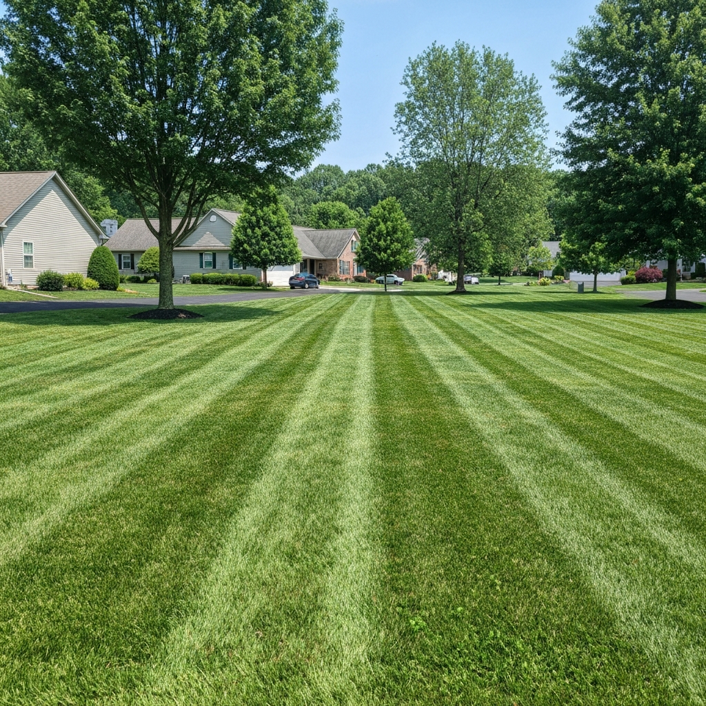 Beautifully manicured green lawn in a Pennsylvania neighborhood