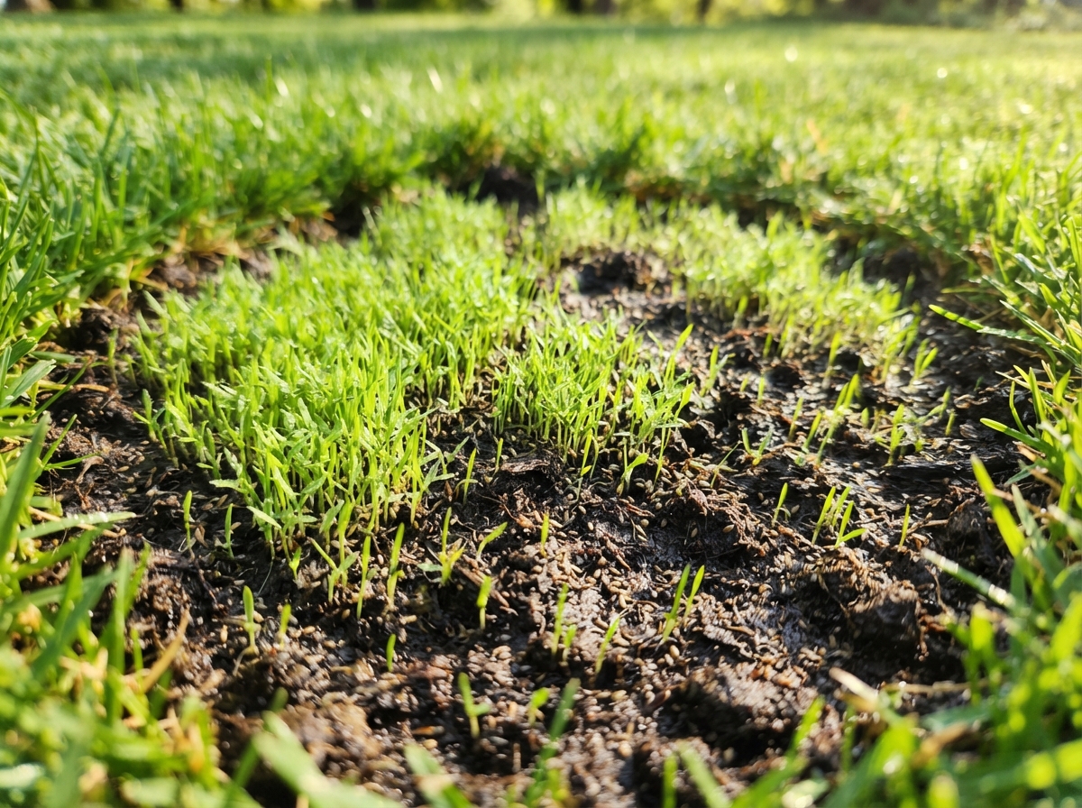 Bare spot lawn seeding repair with Sunny's Seed Promise